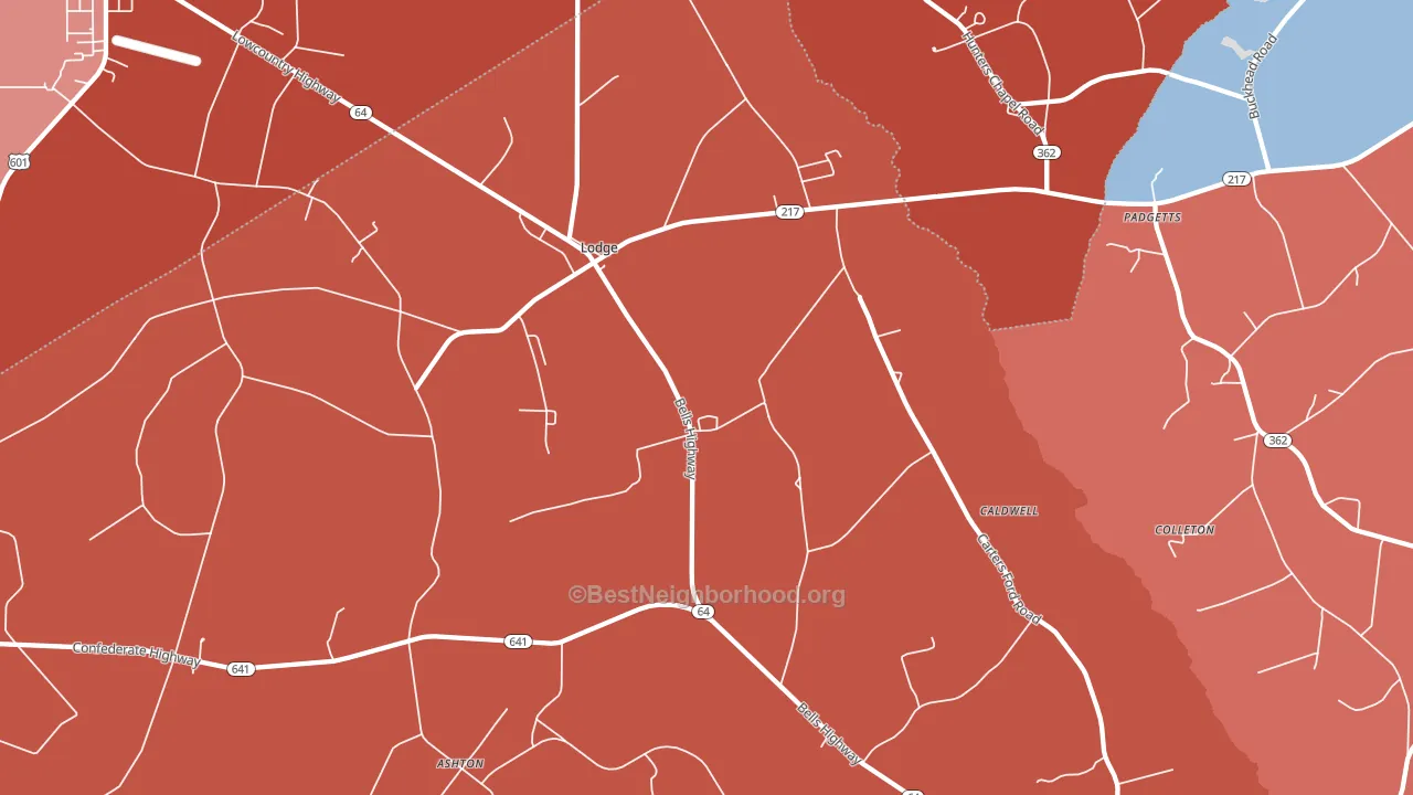 Lodge, SC block-group political-lean map