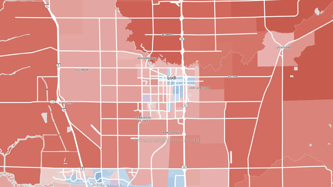 Lodi, CA block-group political-lean map