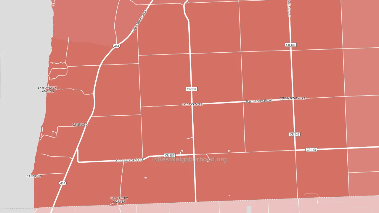 Lodi Center, NY block-group political-lean map