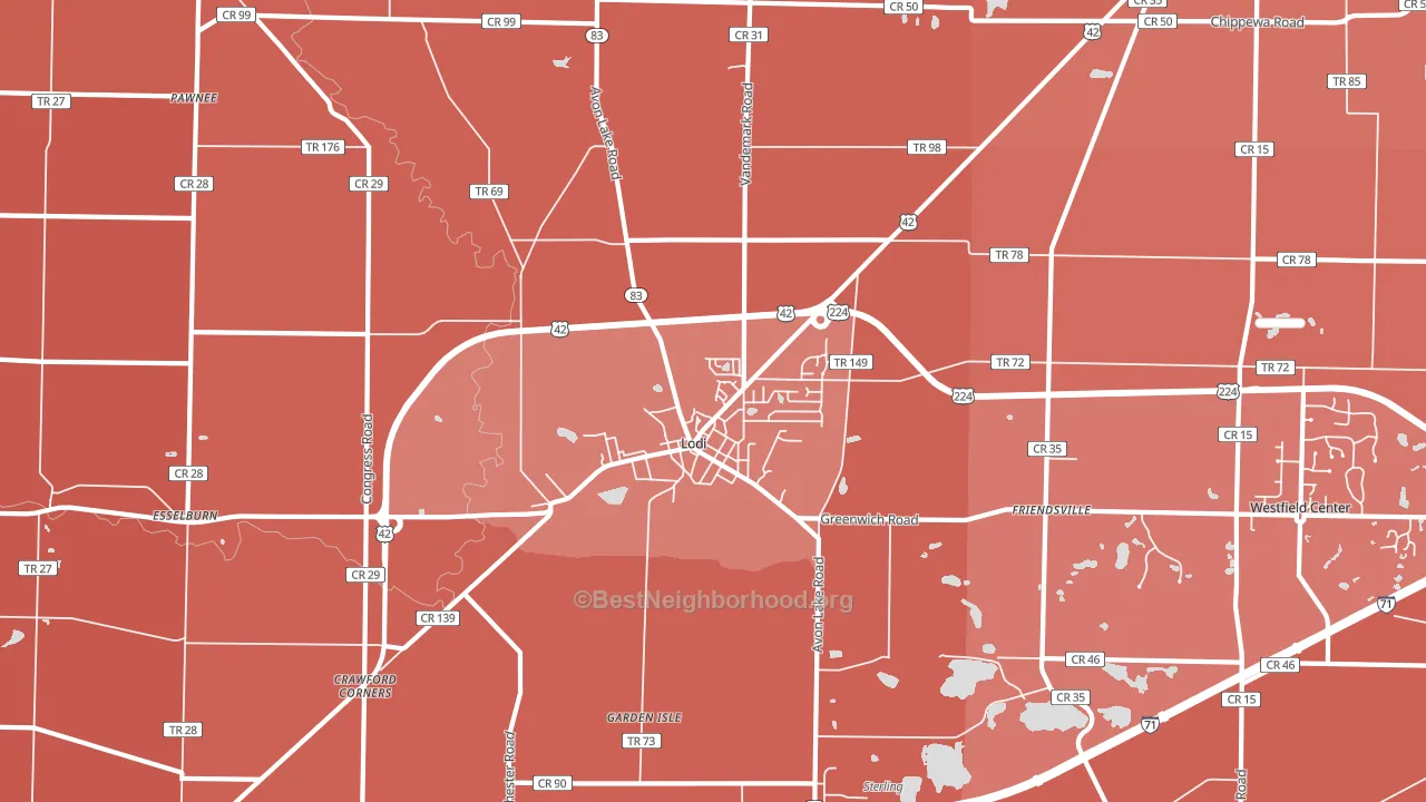 Lodi, OH block-group political-lean map