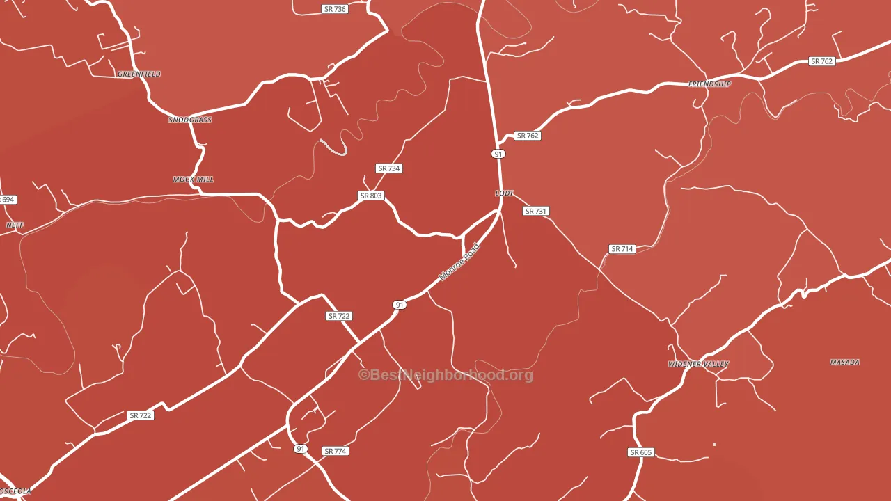 Lodi, VA block-group political-lean map