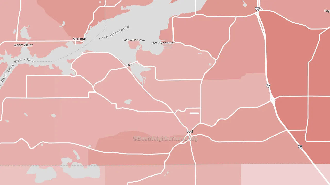 Lodi, WI block-group political-lean map
