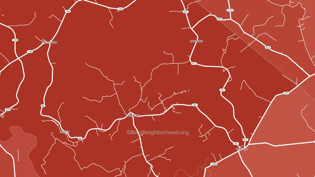 Lodiburg, KY block-group political-lean map