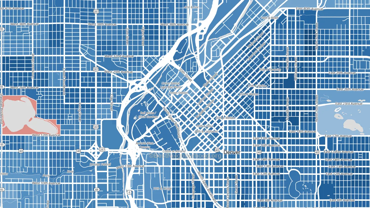 Lodo, Denver, CO block-group political-lean map