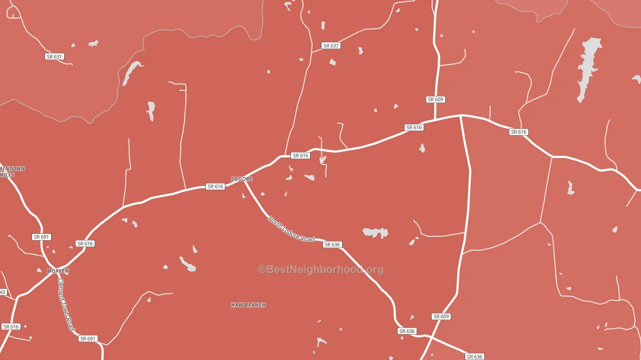 Lodore, VA block-group political-lean map
