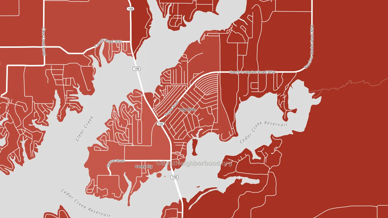 Log Cabin, TX block-group political-lean map