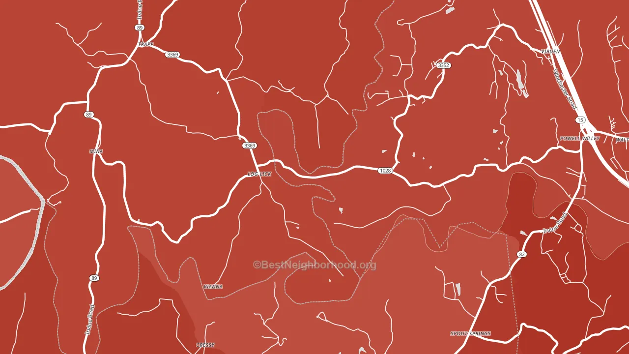 Log Lick, KY block-group political-lean map