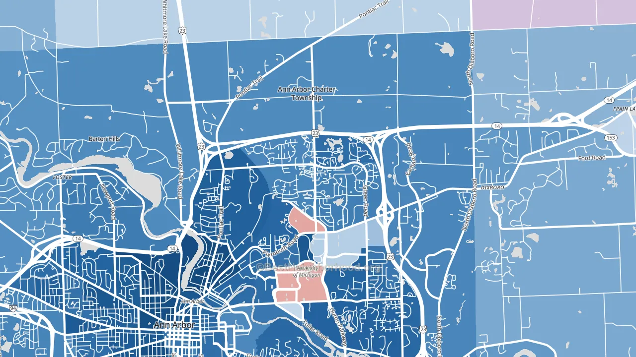 Logan, Ann Arbor, MI block-group political-lean map