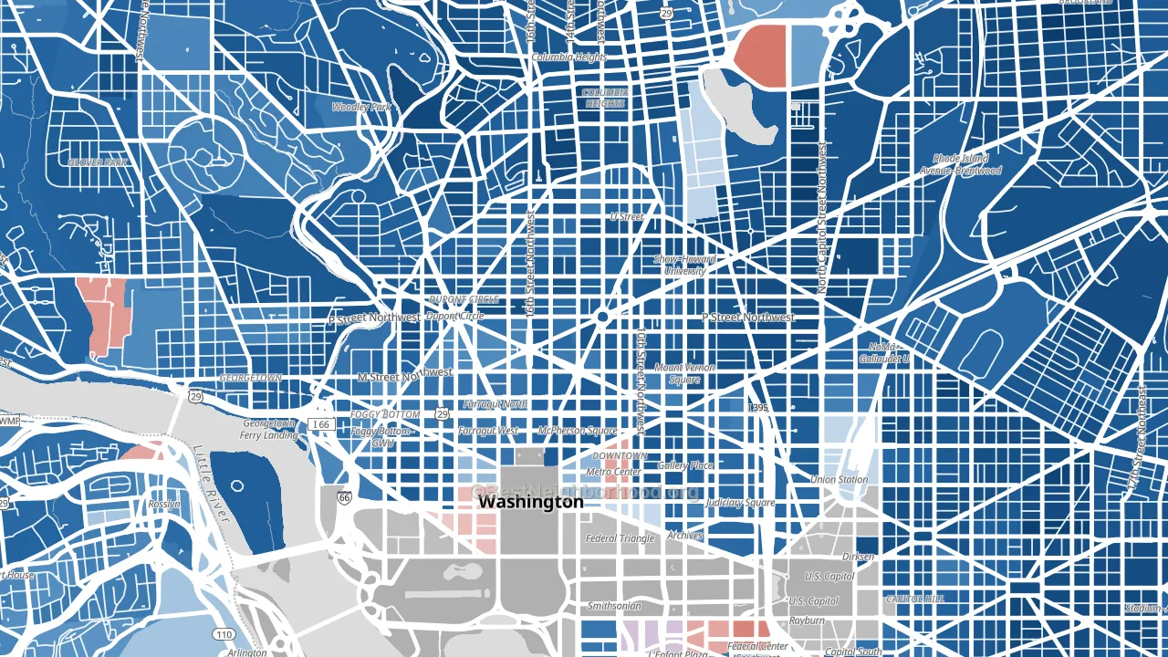 Logan Circle, Washington, DC block-group political-lean map