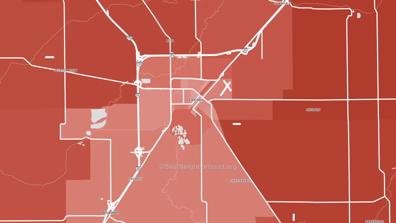 Logan County, IL block-group political-lean map