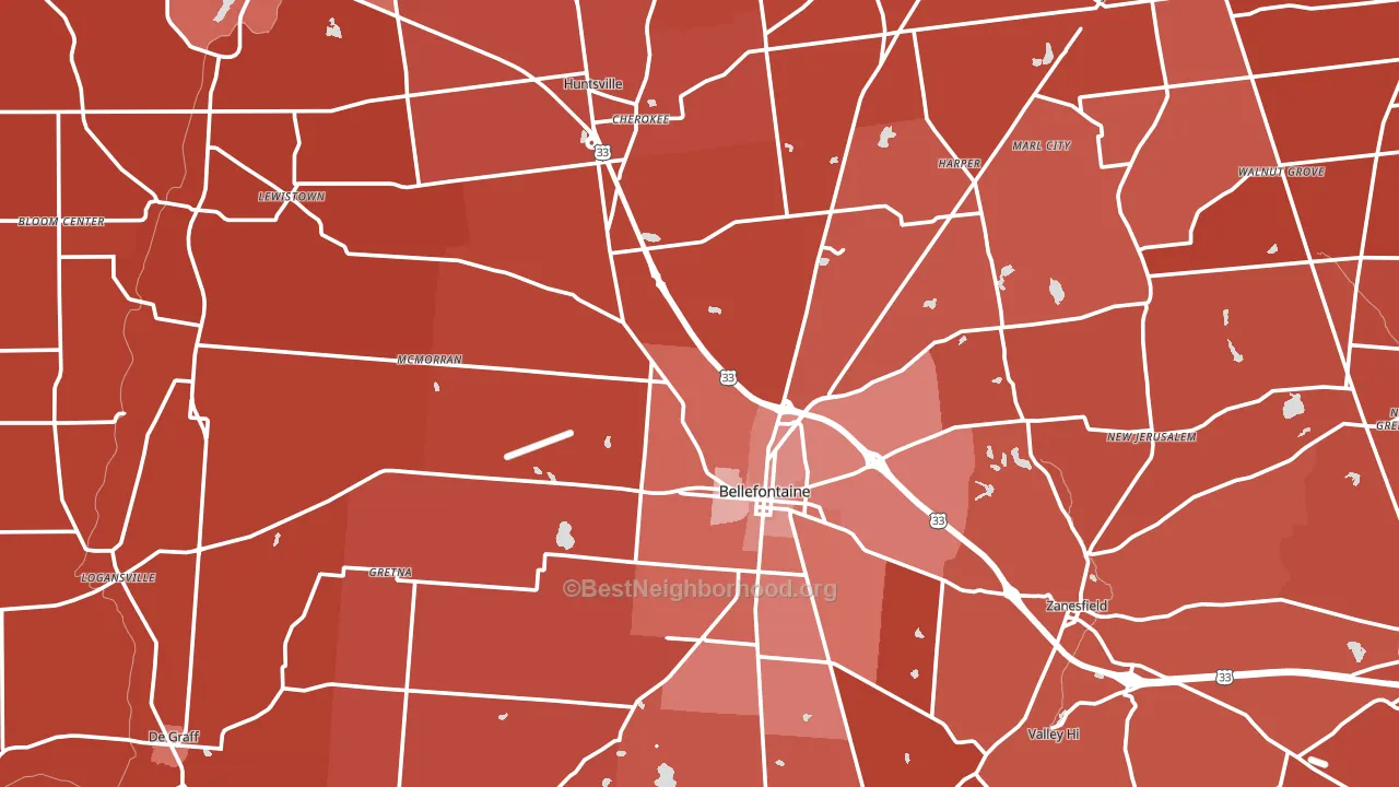 Logan County, OH block-group political-lean map