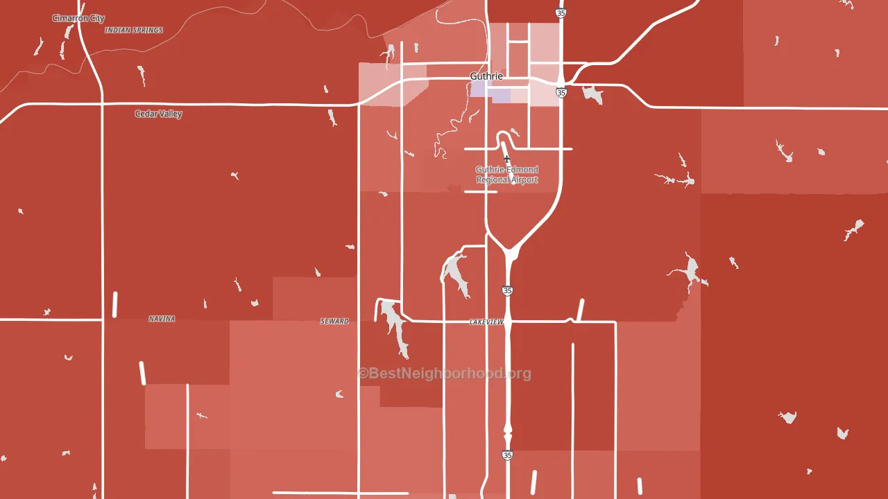 Logan County, OK block-group political-lean map