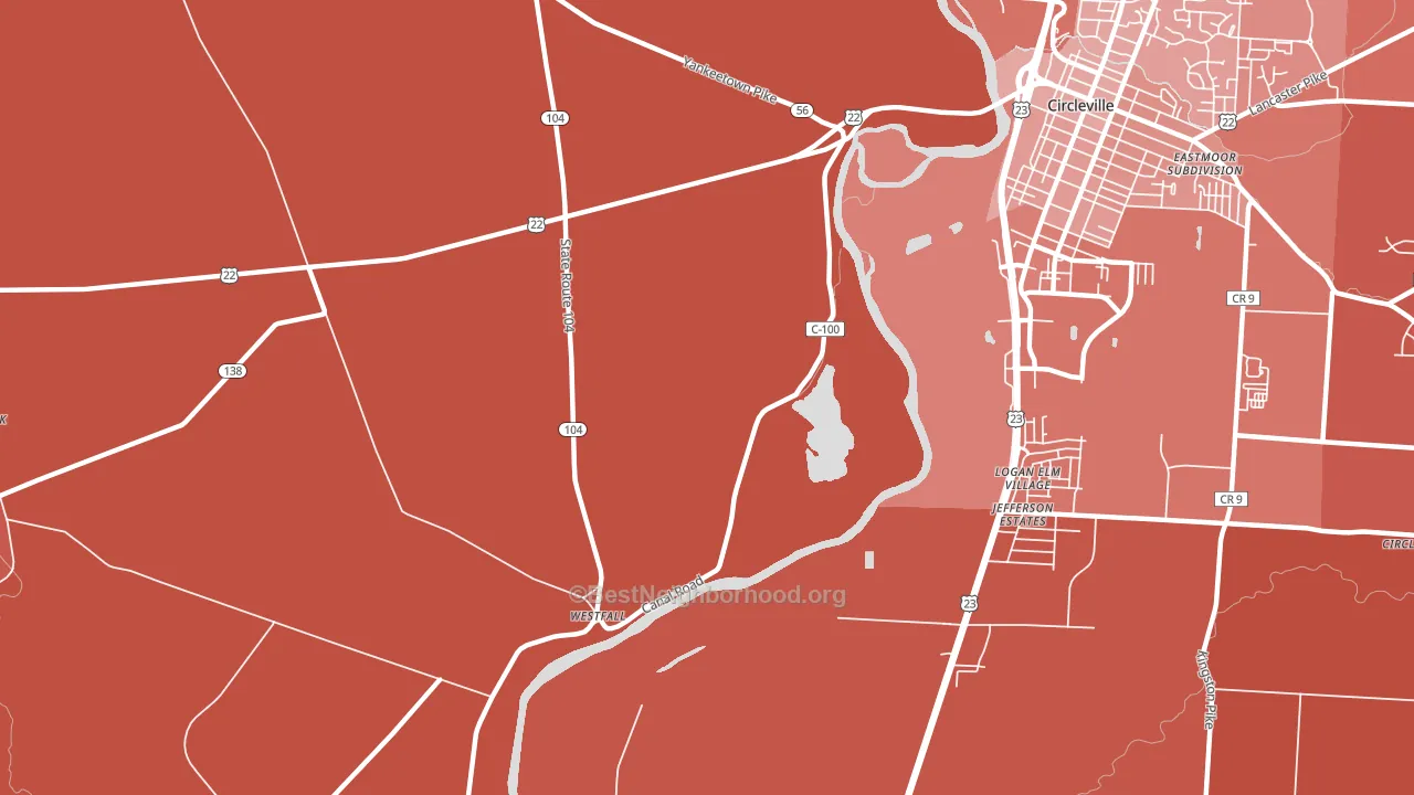 Logan Elm Village, OH block-group political-lean map