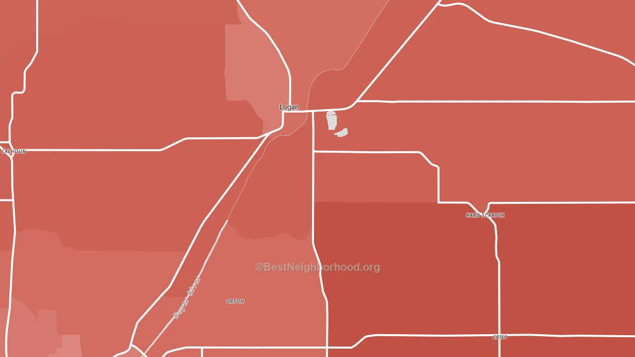 Logan, IA block-group political-lean map