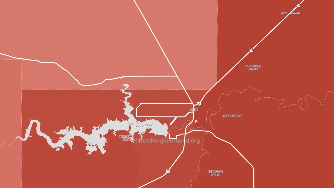 Logan, NM block-group political-lean map