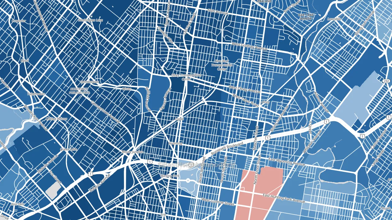 Logan-Ogontz-Fern Rock, Philadelphia, PA block-group political-lean map