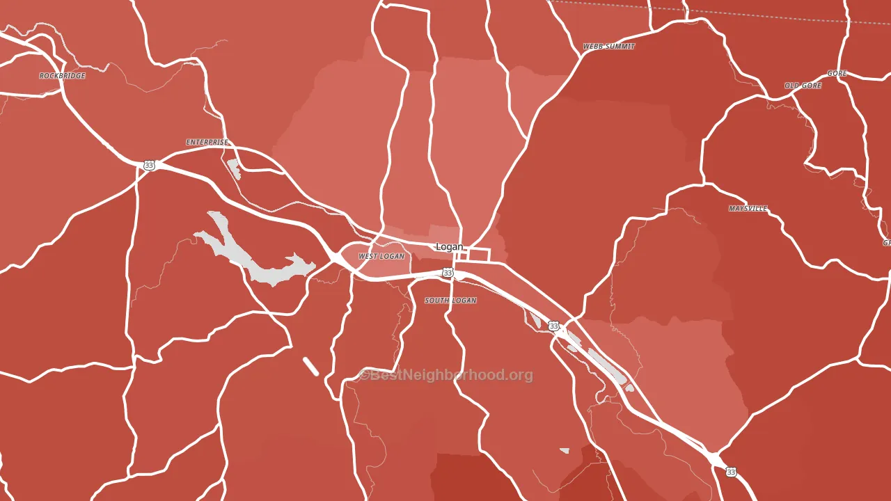 Logan, OH block-group political-lean map