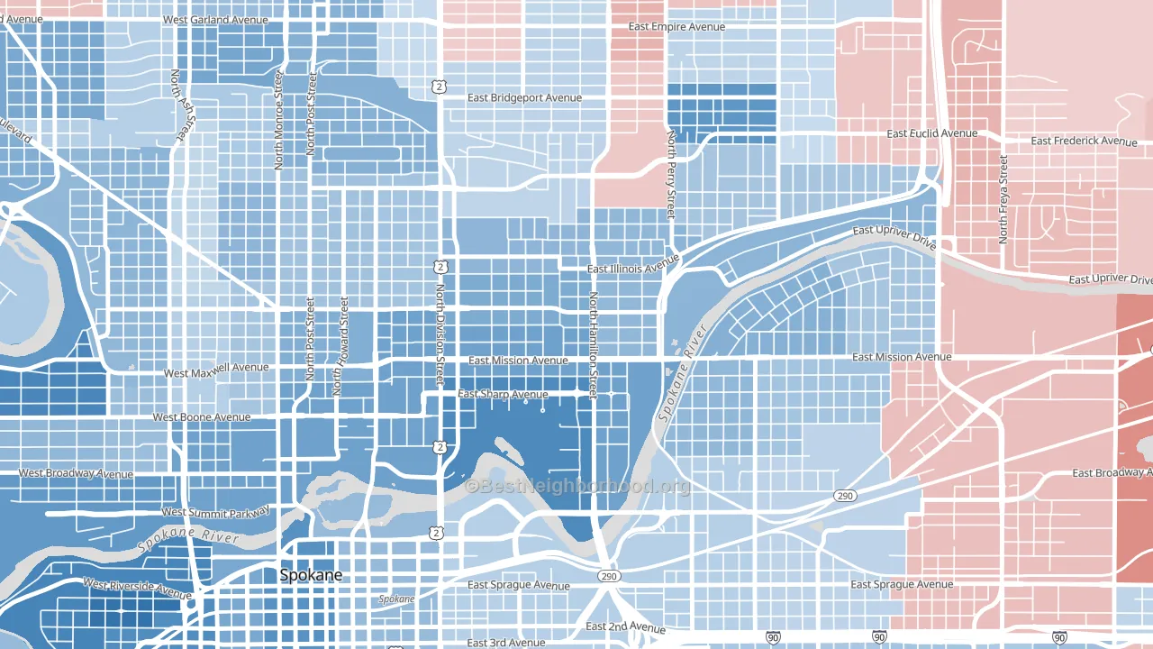 Logan, Spokane, WA block-group political-lean map