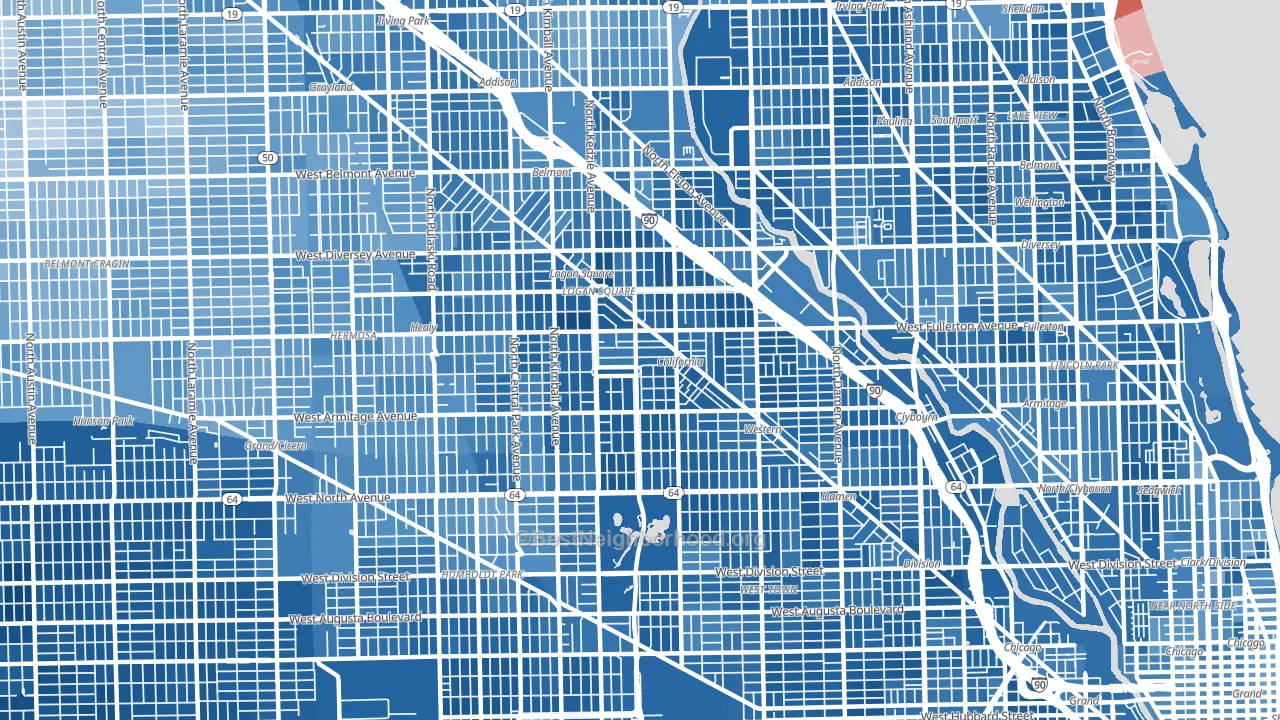 Logan Square, Chicago, IL block-group political-lean map