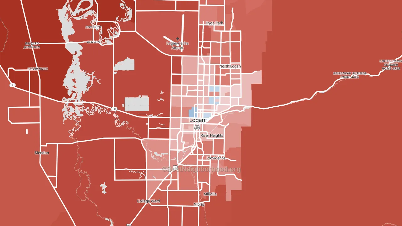 Logan, UT block-group political-lean map