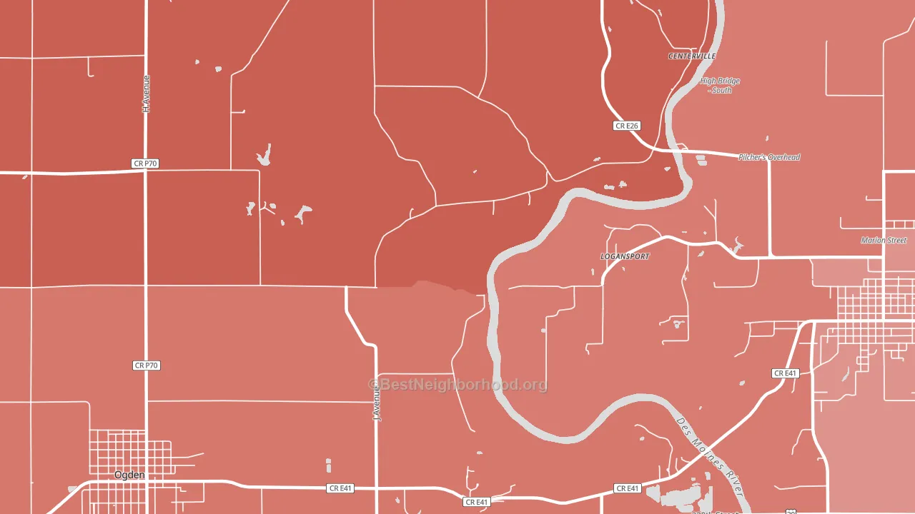 Logansport, IA block-group political-lean map