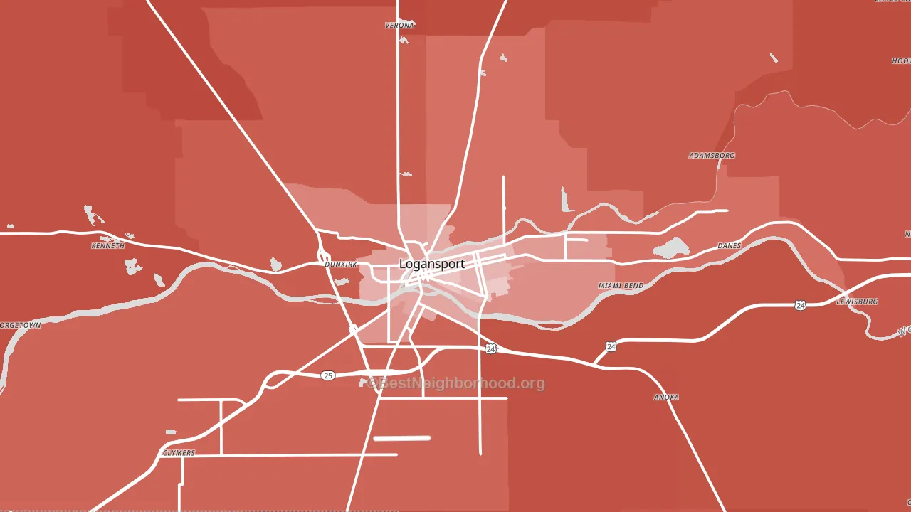 Logansport, IN block-group political-lean map