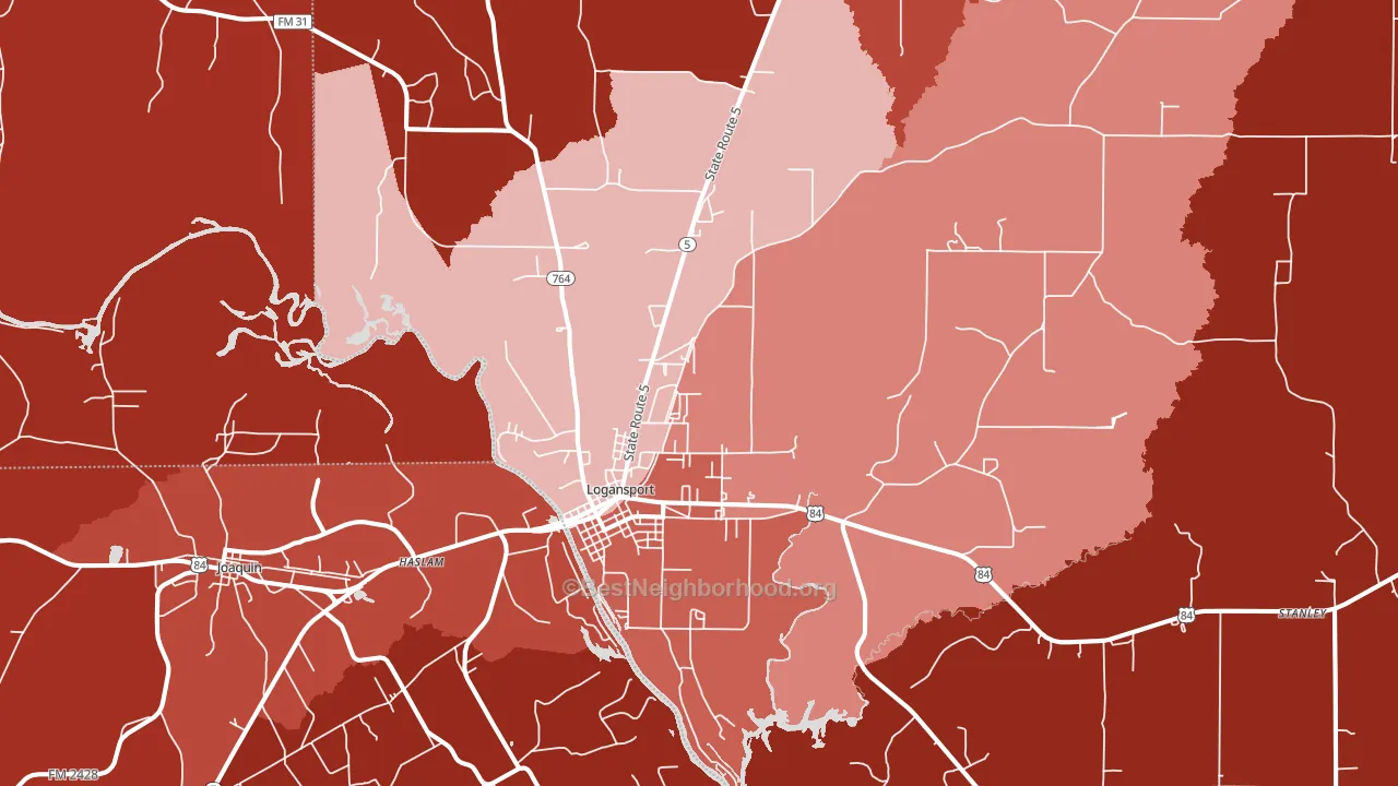 Logansport, LA block-group political-lean map