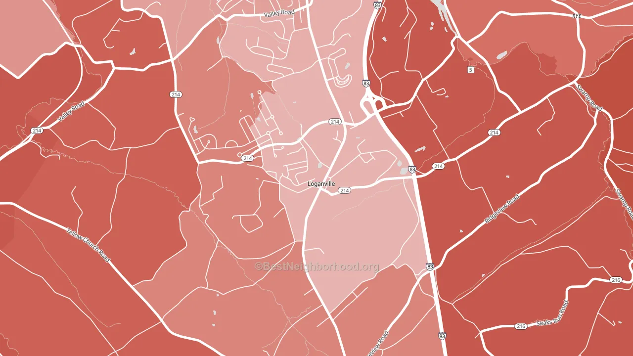 Loganville, PA block-group political-lean map
