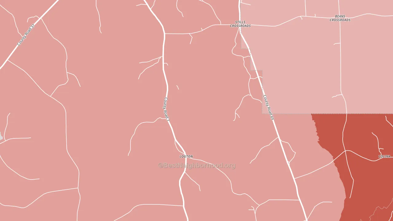 Logton, AL block-group political-lean map