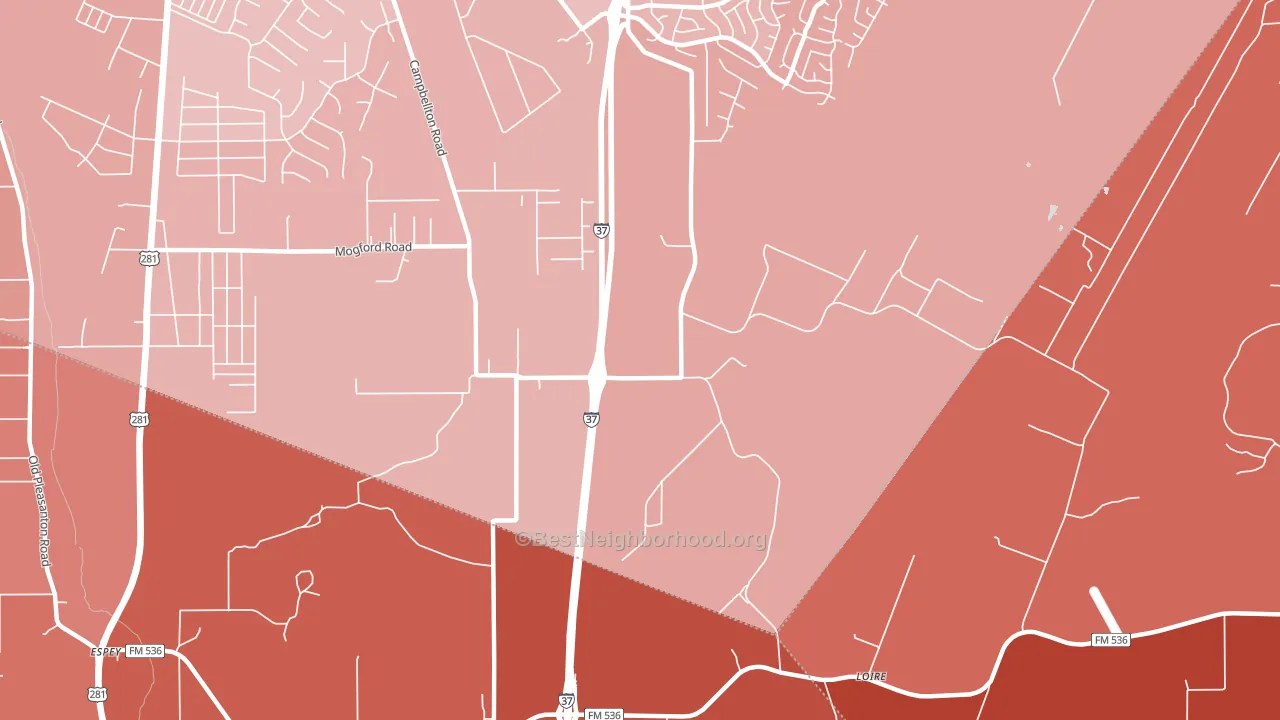 Loire, TX block-group political-lean map
