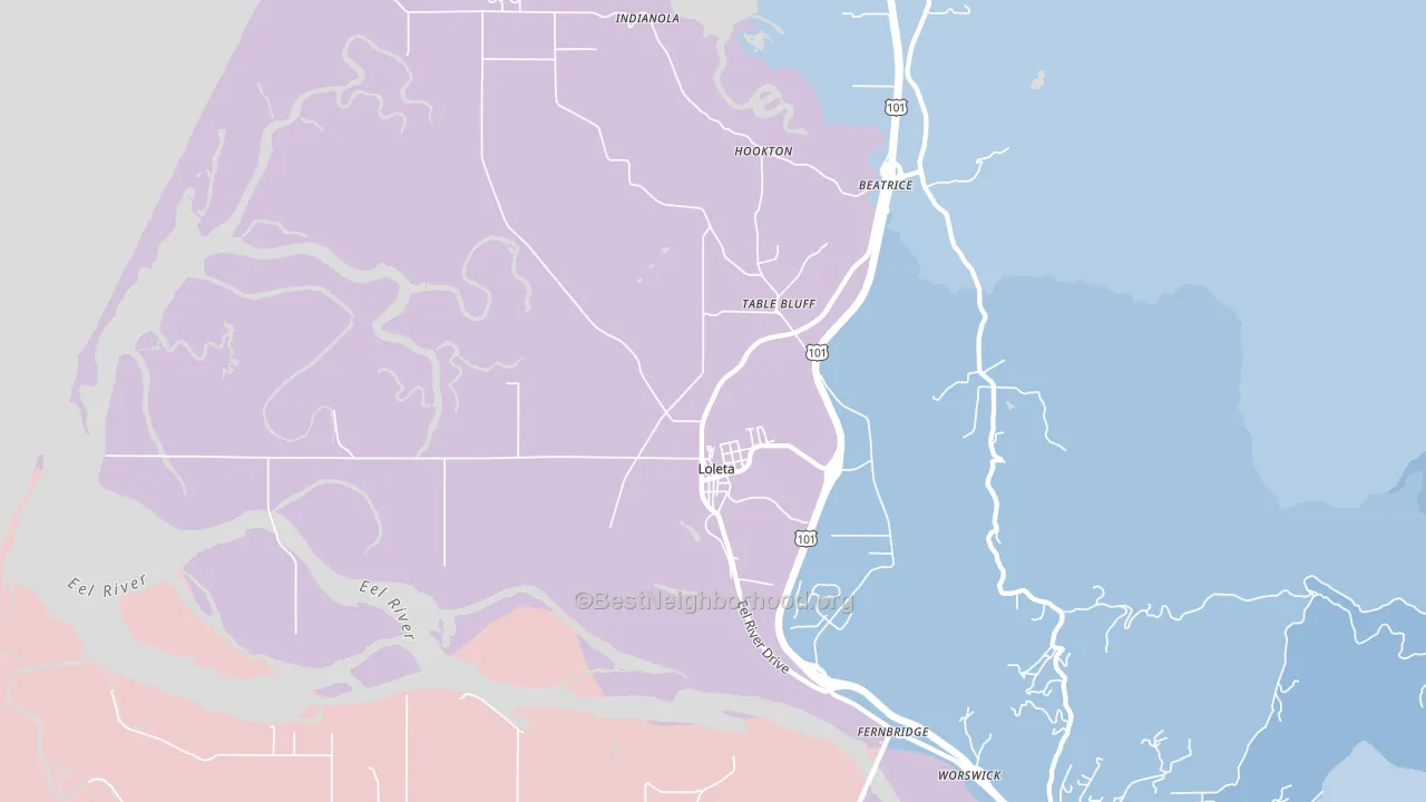 Loleta, CA block-group political-lean map