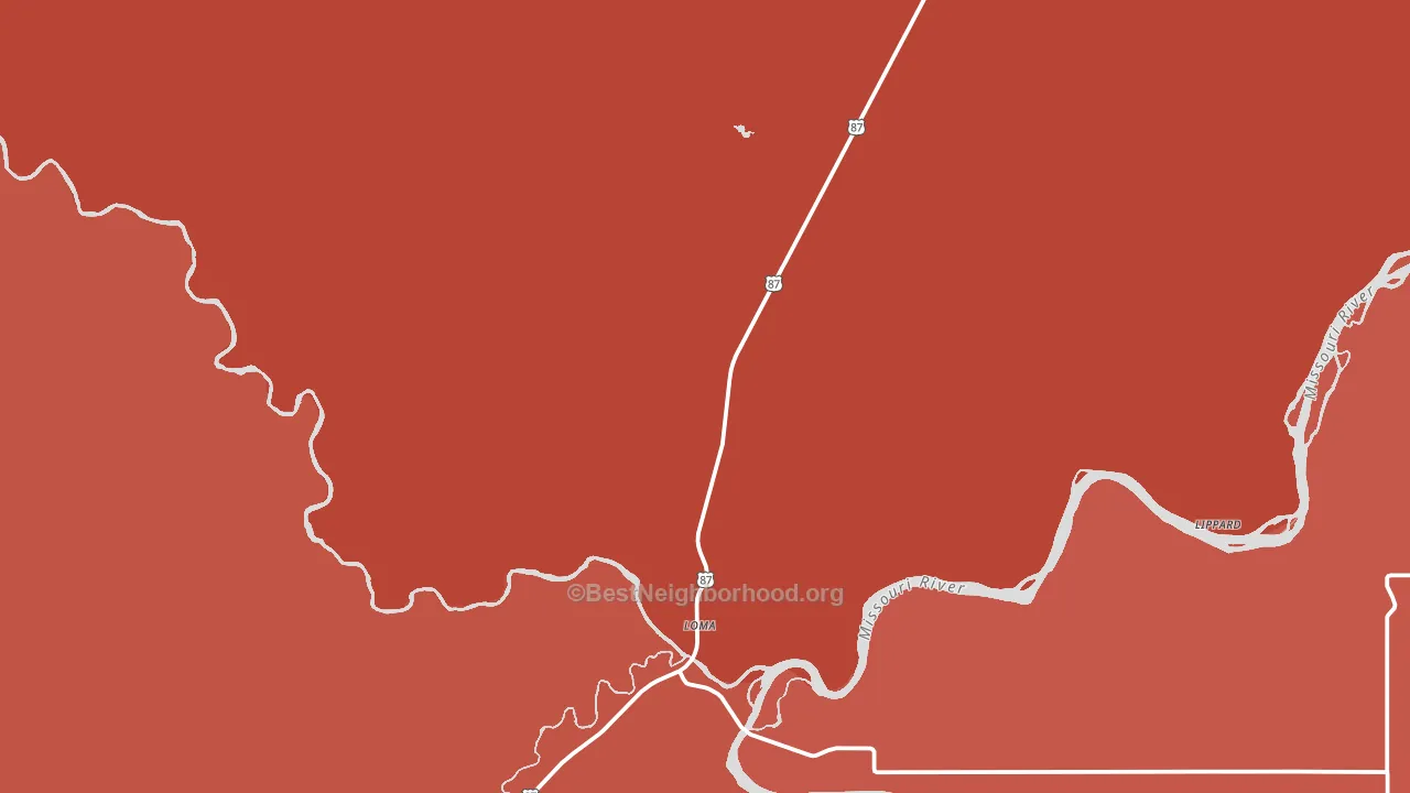 Loma, MT block-group political-lean map