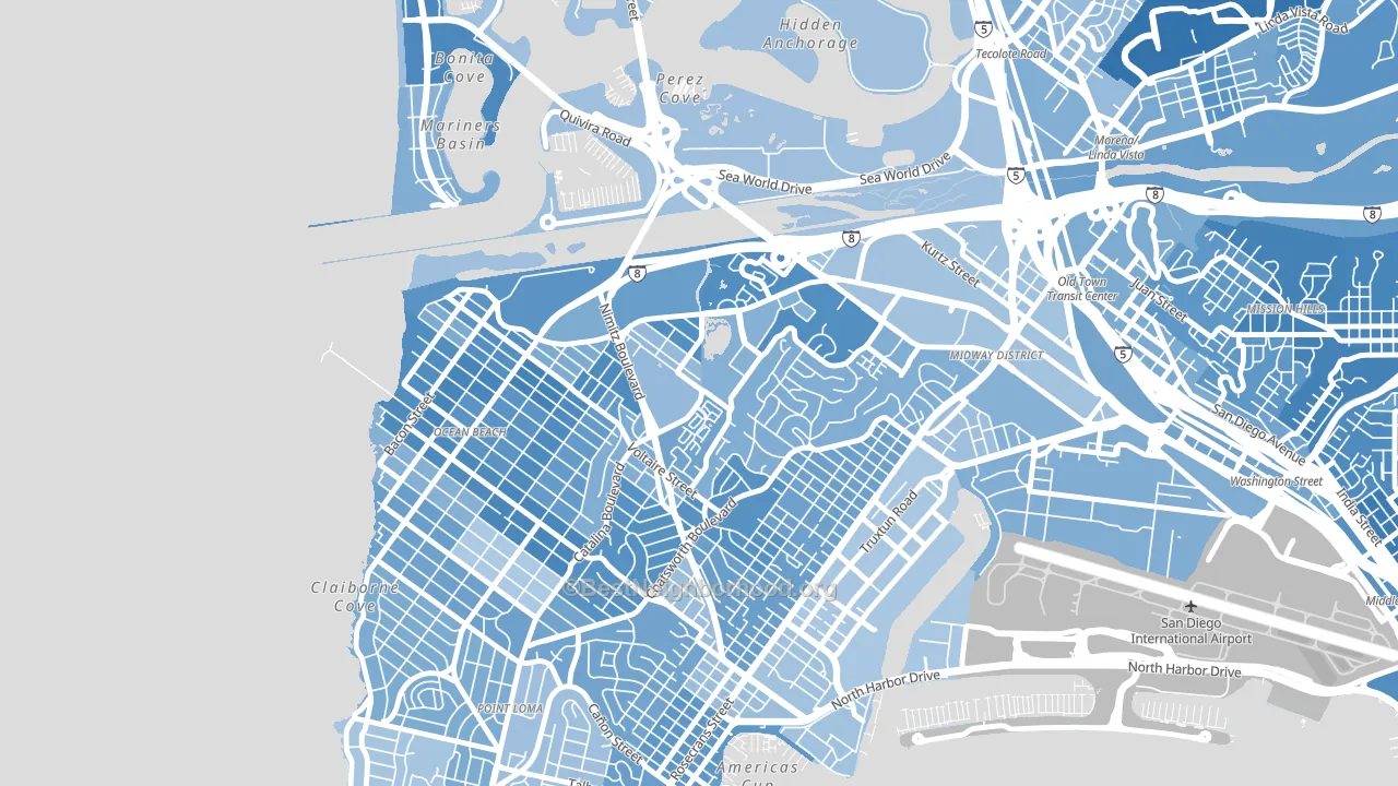 Loma Portal, San Diego, CA block-group political-lean map