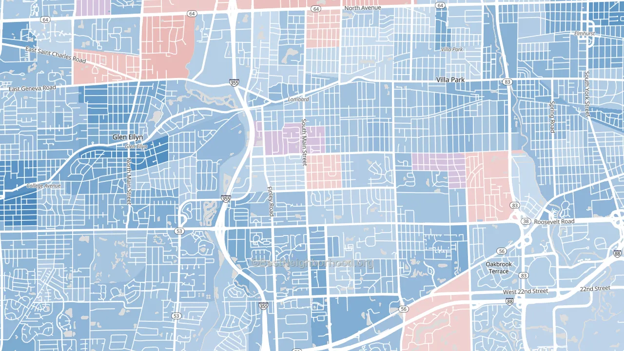 Lombard, IL block-group political-lean map