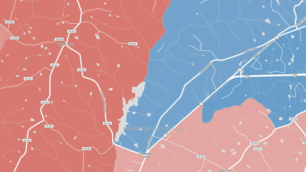 Lombardy Grove, VA block-group political-lean map