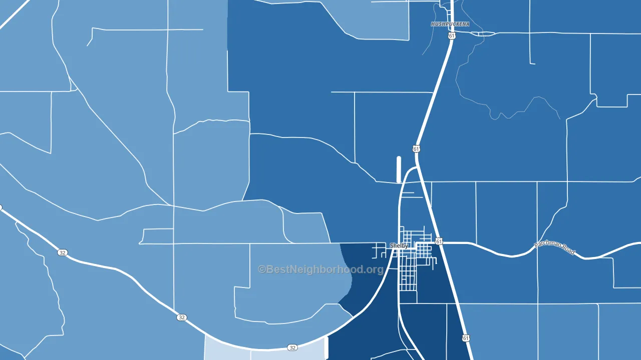 Lombardy, MS block-group political-lean map