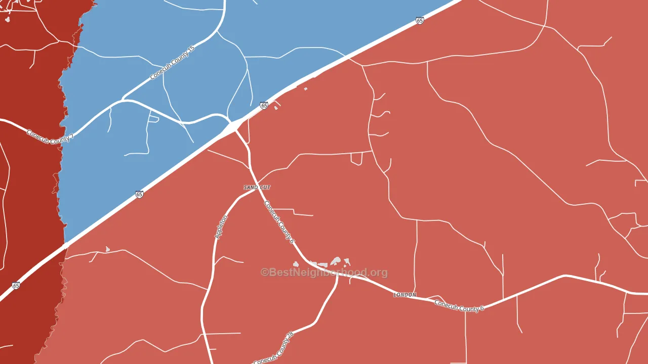 London, AL block-group political-lean map