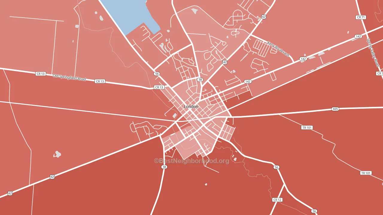 London Historic District, London, OH block-group political-lean map
