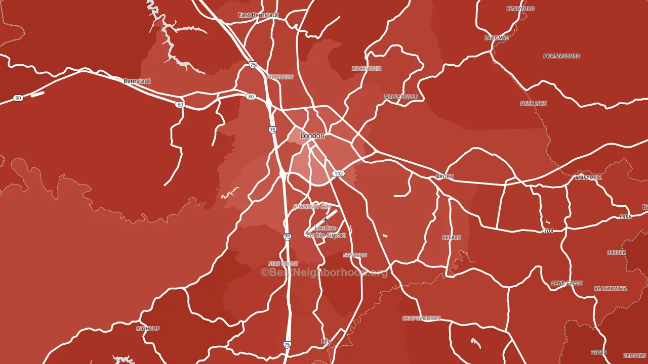 London, KY block-group political-lean map