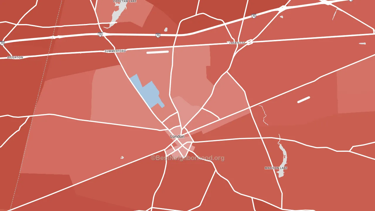 London, OH block-group political-lean map
