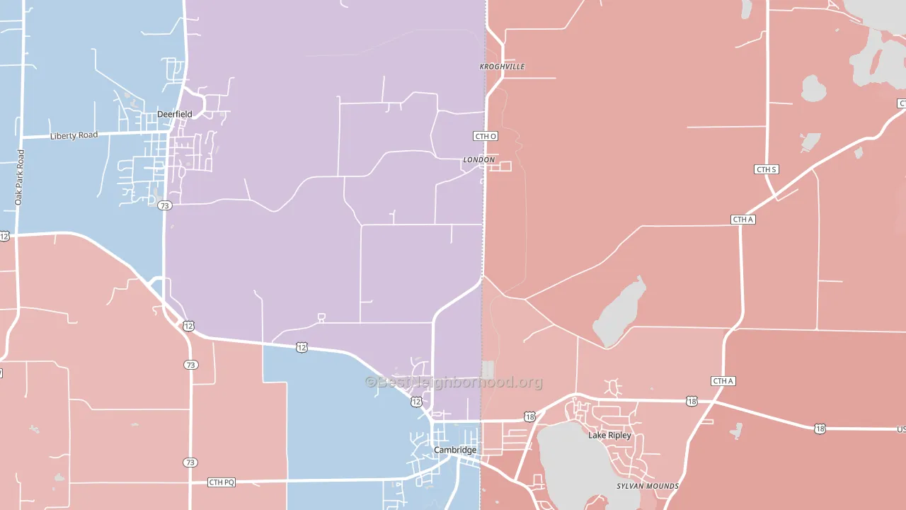 London, WI block-group political-lean map