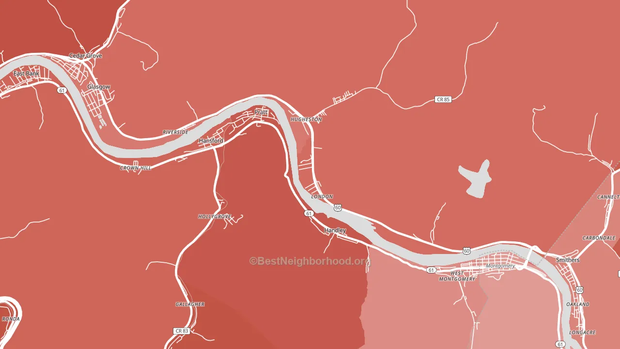 London, WV block-group political-lean map