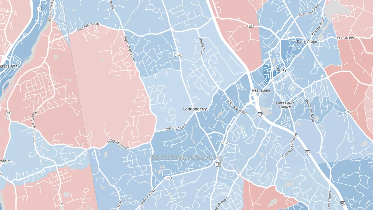 Londonderry, NH block-group political-lean map