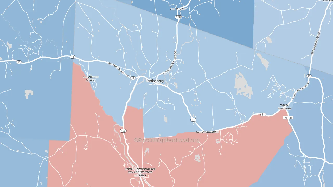 Londonderry, VT block-group political-lean map