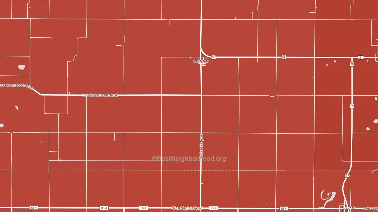 Lone Elm, KS block-group political-lean map