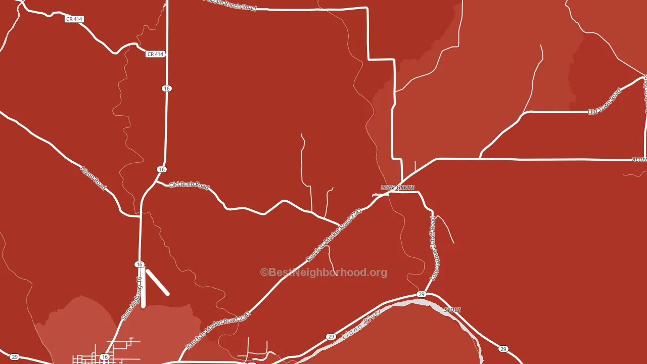 Lone Grove, TX block-group political-lean map
