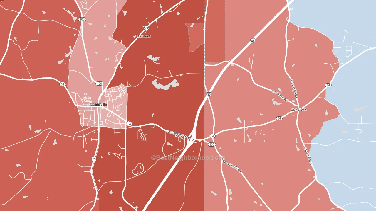 Lone Oak, GA block-group political-lean map