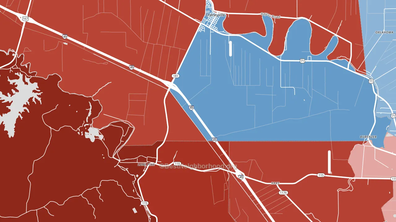 Lone Pine, LA block-group political-lean map