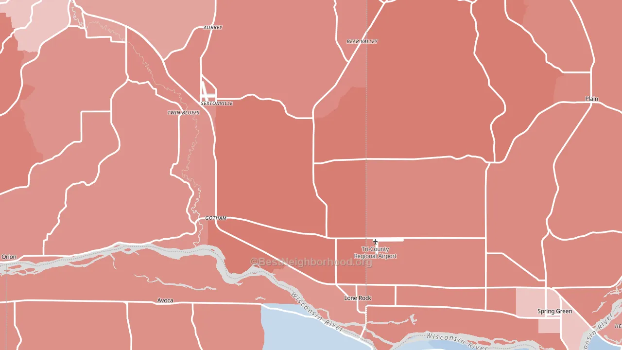 Lone Rock, WI block-group political-lean map