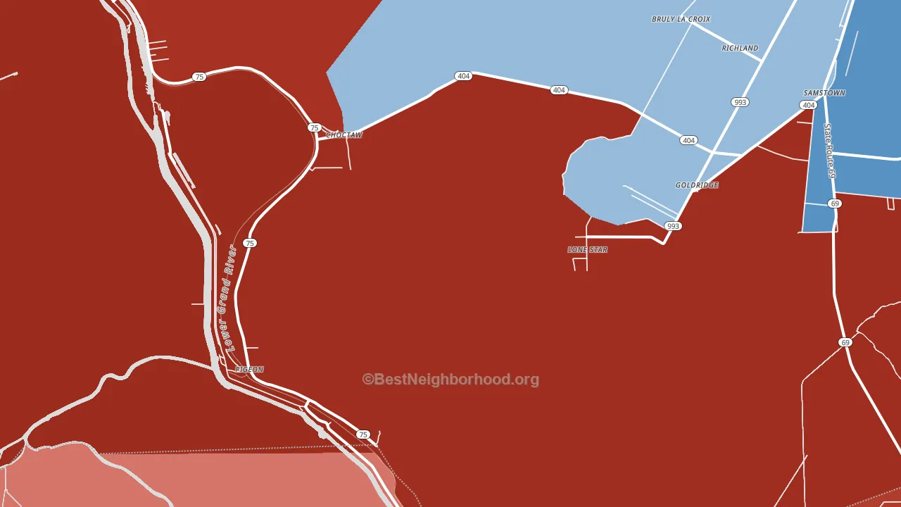 Lone Star, LA block-group political-lean map